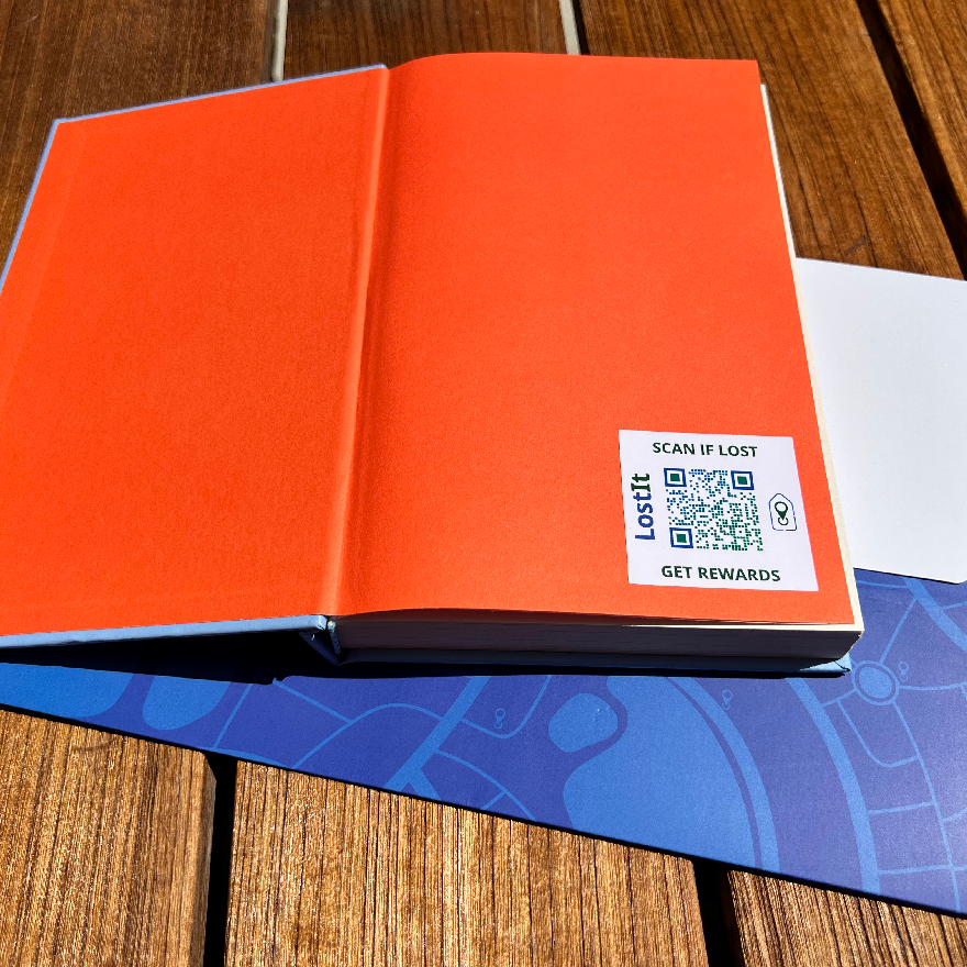LostIt Tag stickers can be applied to text books and and school items