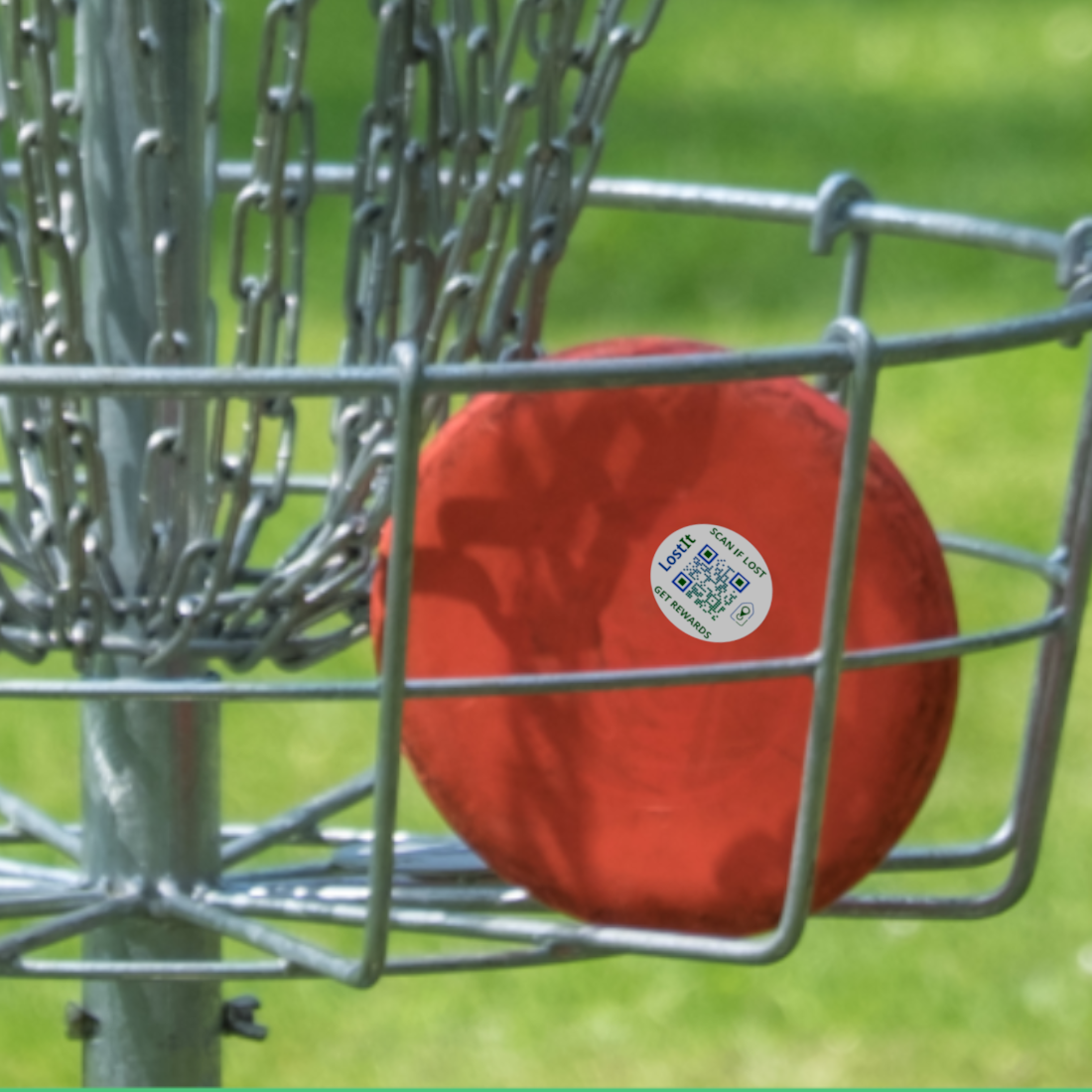 LostIt Tag stickers can be applied to sports equipment including disc golf