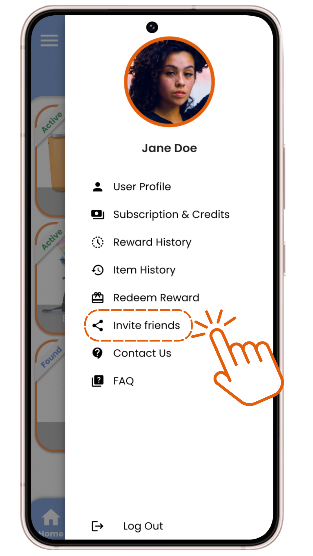 Invite friends from the LostIt Tag Main menu