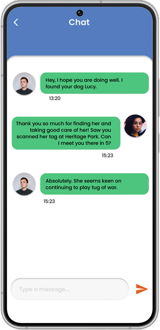 Users can communicate anonymously through the LostIt Tag platform. LostIt Tag will never share personal information such as a number, name, or email.