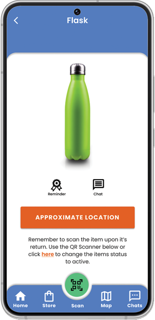 When finders scan a lost item, users will get a notification with a scan location of where their item was found and can start heading in that direction. They will also have the option to chat anonymously with the item finder through the app.