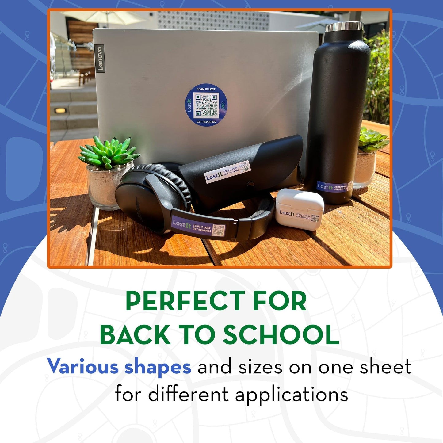LostIt Tag has a variety of uses but is perfect for parents to protect their kids' personal items used at school. The sticker pages come in various shapes and sizes on one sheet for you to use in different applications.